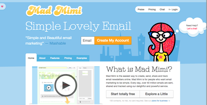 Mad Mimi homepage